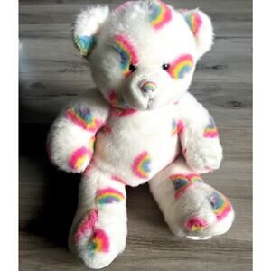Build A Bear White Teddy Bear With Rainbows Summer Season Of Hugs Rainbow Plush